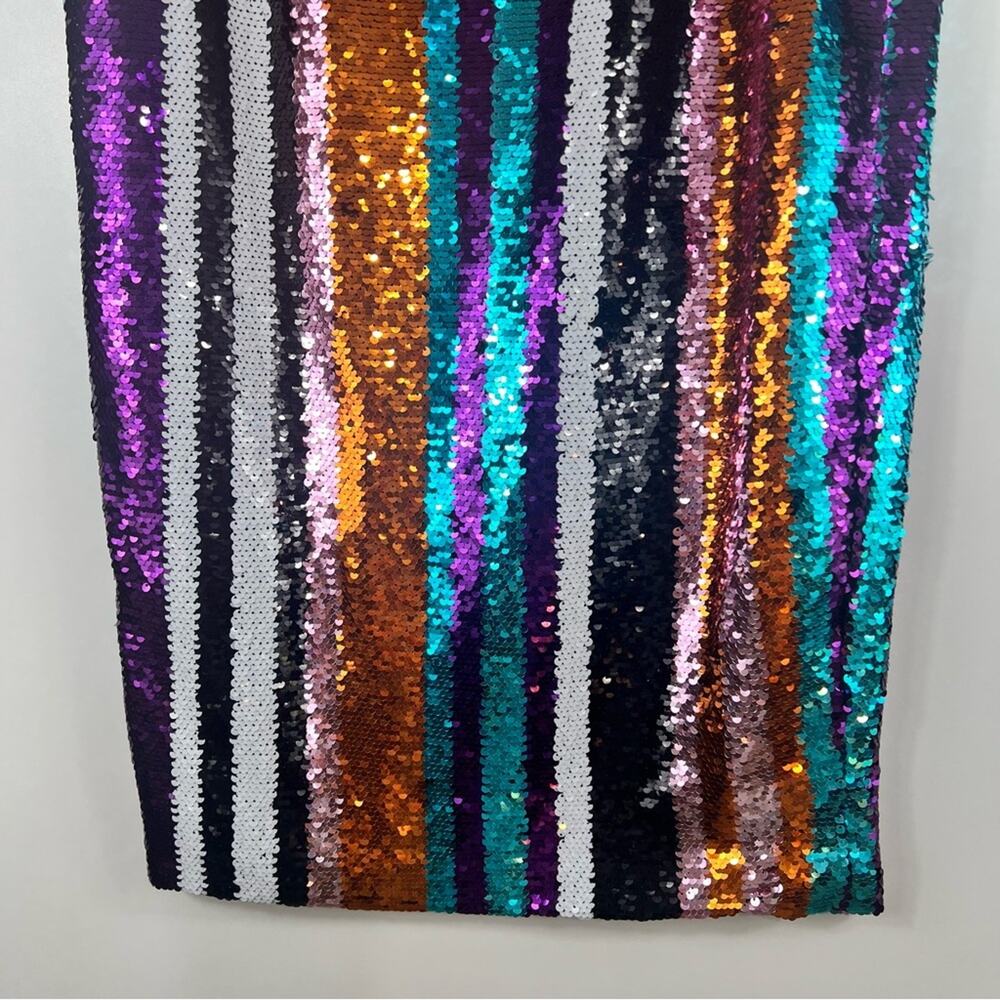 Gracia Vibrant Sequin Striped Pencil Skirt - Picture 7 of 12
